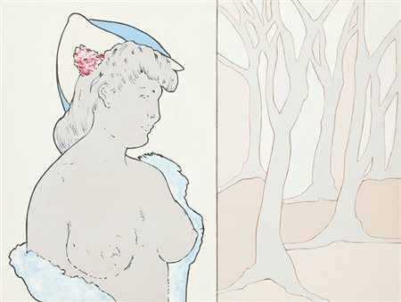 MAMBOR RENATO Roma 1936 "Paesaggio nudo - Alberi" 2006 60x80 acrilico su tela...