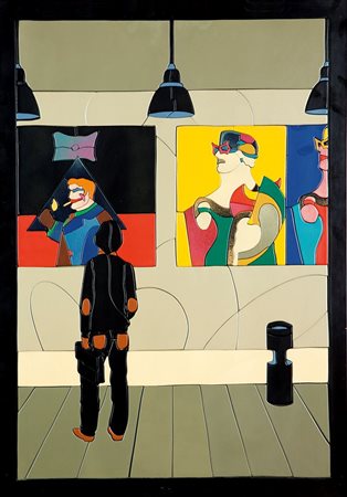 NESPOLO UGO Mosso Santa Maria (VC) 1941 "Guardar Lindner" 1981 70x50 tarsia...