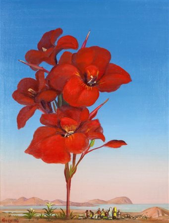 GAZZERA ROMANO Ciriè (TO) 1908 - 1985 "Canna indica" 1967 45x35 olio su...