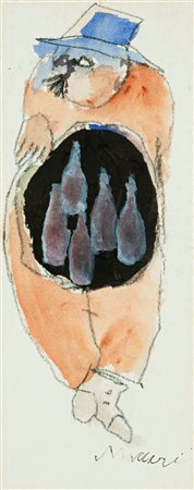 MACCARI MINO Siena 1898 - 1989 Roma "Senza titolo" anni '70 36,2x14,5 matita...