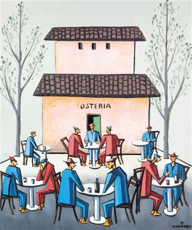MORANDO PIETRO Alessandria 1892 - 1980 "Osteria" 65x55 olio su tela Opera...