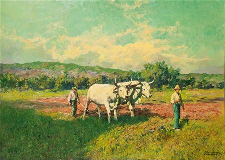 GHEDUZZI GIUSEPPE Crespellano (BO) 1889 - 1957 Torino L'aratura dei campi...