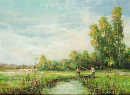 GHEDUZZI MARIO Crespellano (BO) 1891 - 1970 Torino La buca delle rane 30x39,5...