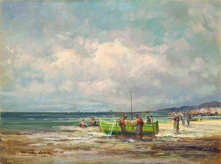 GHEDUZZI MARIO Crespellano (BO) 1891 - 1970 Torino Marina 30x39 olio su...