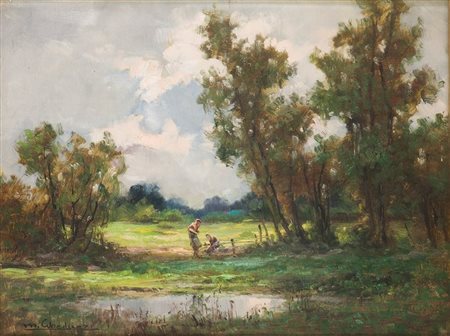 GHEDUZZI MARIO Crespellano (BO) 1891 - 1970 Torino Paesaggio campestre con...