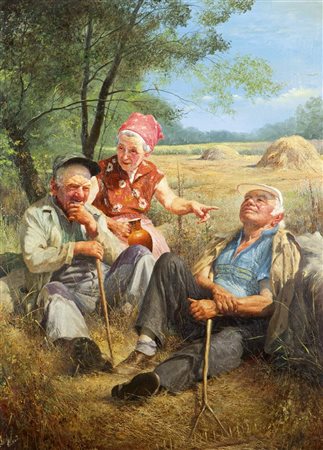 KLAPOUKH YURIY Kharkov (Ucraina) 1963 La siesta in campagna 114x84 olio su...