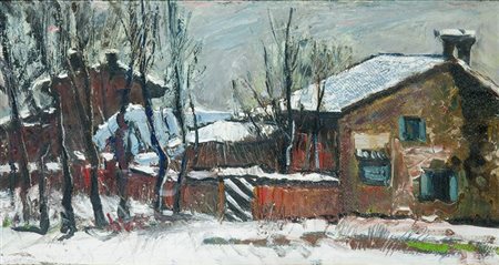 MERLO METELLO Milano 1886 - 1964 Torino Neve a Riva di Chieri 1963 23,5x43,5...