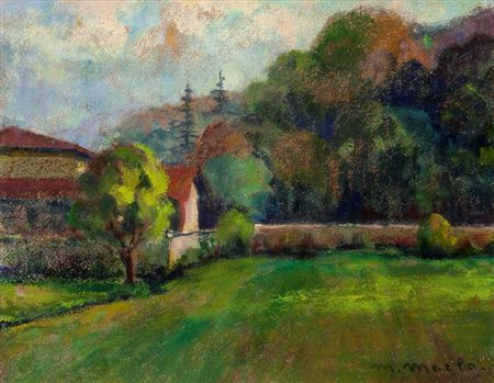 MERLO METELLO Milano 1886 - 1964 Torino Paesaggio di campagna 24x30 olio su...