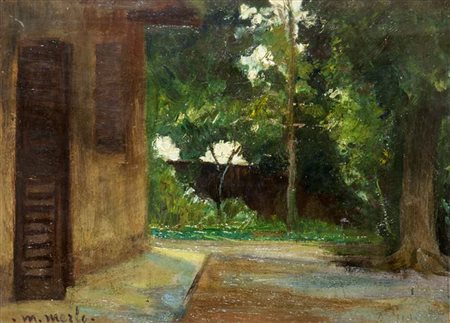 MERLO METELLO Milano 1886 - 1964 Torino Giardino della villa 21x29,5 olio su...