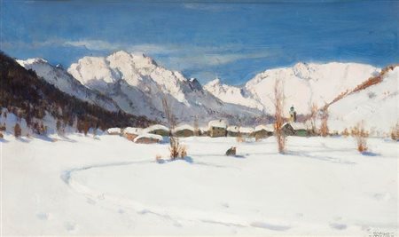 MUSSO CARLO Balangero (TO) 1907 - 1968 Mattino ad Acceglio 26x43 olio su...