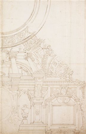 MITELLI AGOSTINO (ambito di) 1609-1660 Studio di architetture 44x28 disegno...