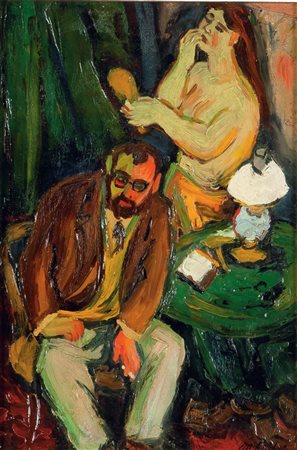 DA MILANO GIULIO F 1895 - 1990 Torino Pittore e modella che si specchia 1934...