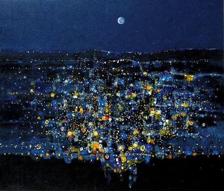 EANDI FERNANDO Torino 1926 Arrivo di notte 1997 60x70 olio su tela Opera...