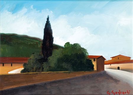 GAGLIARDI G. Paesaggio toscano 30x40 olio su masonite Opera firmata in basso...