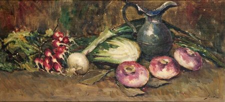 LISA MARIO Torino 1908 - 1992 Natura morta 34x70 olio su tela Opera firmata...