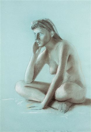 BONICHI CLAUDIO Novi Ligure (AL) 1943 Ragazza in attesa 60x50 tecnica mista...