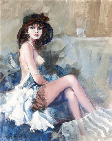 MANEGLIA EDMONDO Koziu (Turchia) 1925 - 2003 Torino Modella 50x 40 olio su...