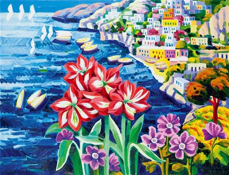 FACCINCANI ATHOS Peschiera del Garda 1951 Accattivante scorcio di Positano...