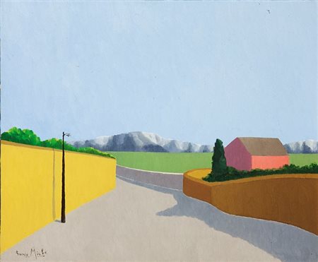 MIELE FRANCO Formia (LT) 1924 - 1983 Roma Paesaggio con casa rossa 50x60 olio...