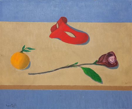 MIELE FRANCO Formia (LT) 1924 - 1983 Roma Natura morta con mascherina rossa...