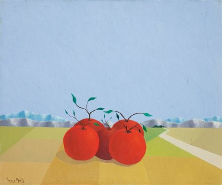 MIELE FRANCO Formia (LT) 1924 - 1983 Roma Frutti nel paesaggio 50x60 olio su...