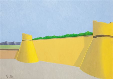 MIELE FRANCO Formia (LT) 1924 - 1983 Roma Paesaggio con torri 50x70 olio su...