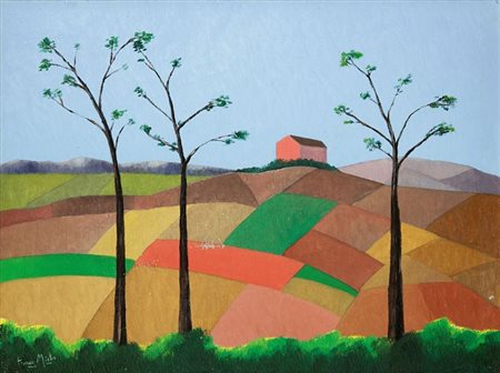 MIELE FRANCO Formia (LT) 1924 - 1983 Roma Paesaggio collinare 60x80 olio su...