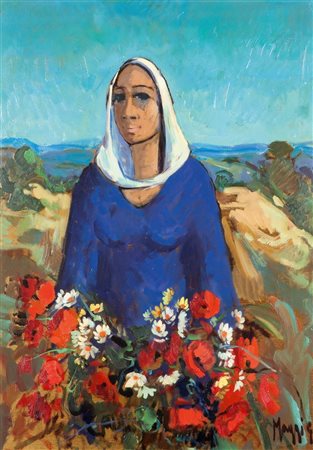 MAGGI GIAMPIETRO Milano 1934 Primavera 70x50 olio su tela Opera firmata in...