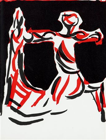 MARINI MARINO Pistoia 1901 - 1980 Cavaliere 32x24 litografia a colori Bibl.:...