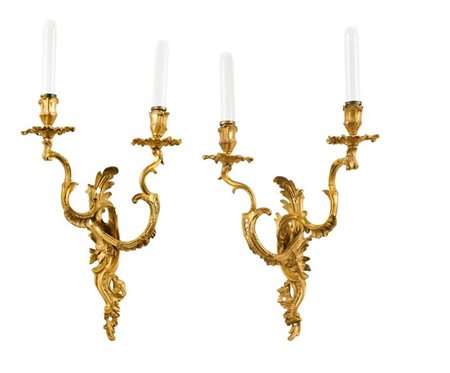 COPPIA DI APPLIQUES Coppia di vecchie appliques in bronzo cesellato e dorato...