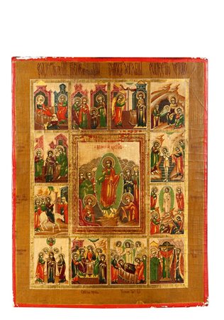 ICONA Icona, XIX secolo, dipinta con scene bibliche