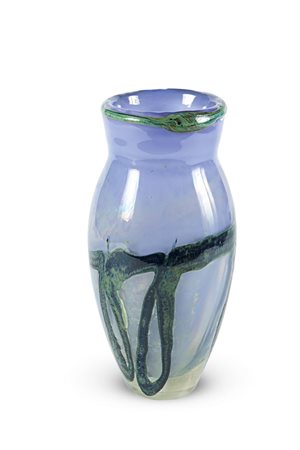 VASO IN VETRO DI MURANO Grande vaso ovoidale in vetro violetto con...