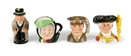 ROYAL DOULTON ENGLAND Lotto composto da quattro boccali in ceramica...