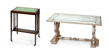 DUE TAVOLINI Lotto composto da due tavolini; il primo con piano rettangolare...