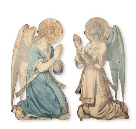 COPPIA DI ANGELI "Coppia di Angeli" 101x53 incisioni su carta intelata e...