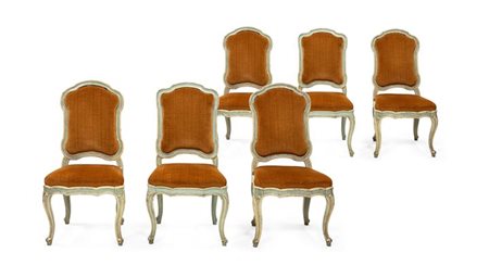 SEI SEDIE Lotto composto da sei sedie laccate, Piemonte,epoca XVIII secolo,...