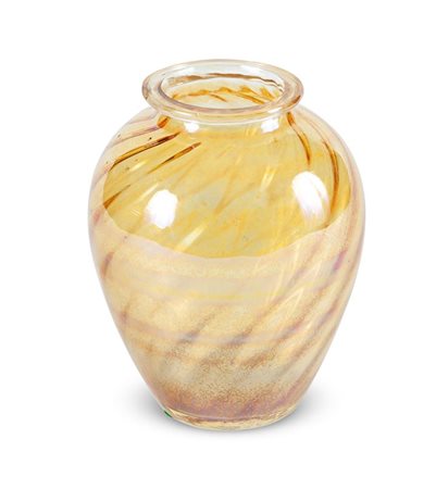 VASO IN VETRO DI MURANO Vaso ovoidale in vetro colore miele con iridescenze...