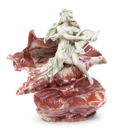 ROYAL DUX "Ondina che suona una cetra", 37 x 35 cm, ceramica Marcata alla...