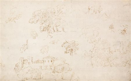 BAZZICALUVA ERCOLE (AMBITO DI) 1600-1640 "Studio per paesaggio" 23,5x38...