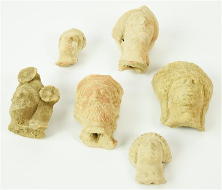 SEI TESTE DI STATUETTE DATAZIONE: IV-III sec. a. C. MATERIA E TECNICA:...