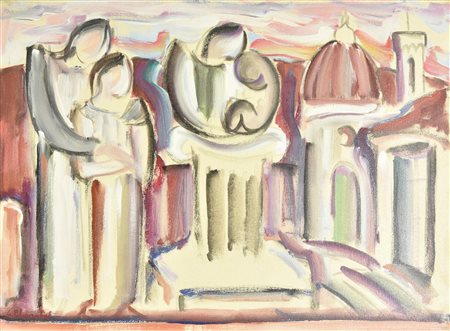 Giorgio Polikratis FIGURE olio su tela, cm 50x70 firma sul retro: firma e titolo