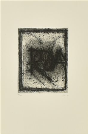 Guido Strazza ROMA acquaforte acquatinta, mm 242x185, su foglio cm 50,5x35;...