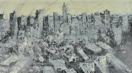 Francesco Grassi MILANO CHE GIRA olio su tela, com 45x80 sul retro: titolo