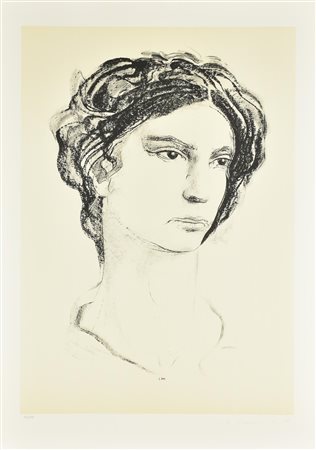 Pietro Annigoni RITRATTO litografia su carta, cm 70x50; es. 99/100 firma e...