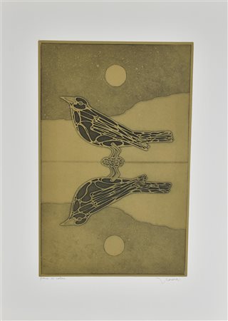 Francesco Casorati RIFLESSO incisione su carta, battuta cm 49x31,5, su foglio...