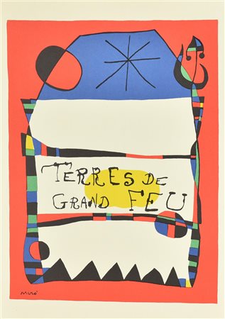 Joan Miro' TERRES DE GRAND FEU litografia su carta (d'apres), cm 48x33,5...