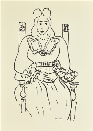 Henri Matisse FEMME ASSISE litografia su carta (d'apres), cm 48x33,5 firma in...