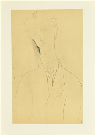 Amedeo Modigliani RITRATTO DI BERNOUARD litografia su carta (d'apres), cm...