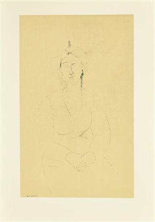 Amedeo Modigliani RITRATTO FEMMINILE litografia su carta (d'apres), cm...