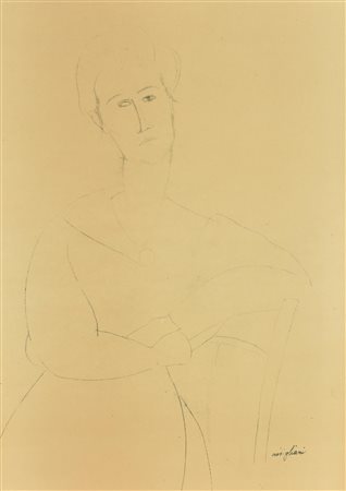 Amedeo Modigliani RITRATTO FEMMINILE litografia su carta (d'apres), cm...